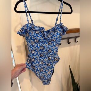 J.Crew Blue Floral Swimsuit Size 10